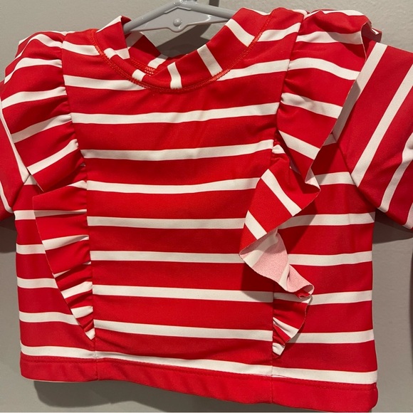 Janie and Jack Rash Guard Red White Swim Top 3-6M - Picture 4 of 8